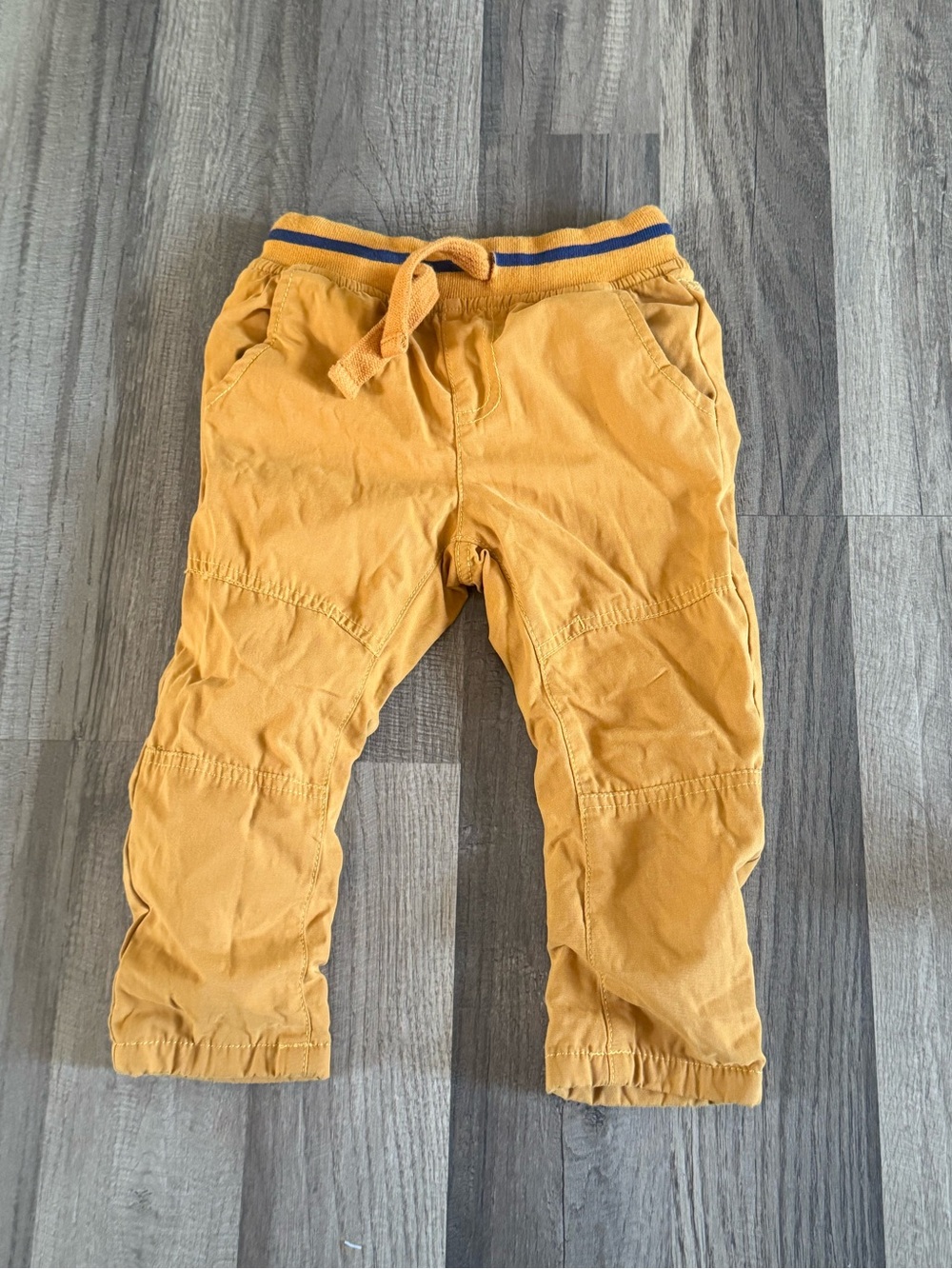 Kids Yellow Pull-On Jogger Pants with Drawstring Waist